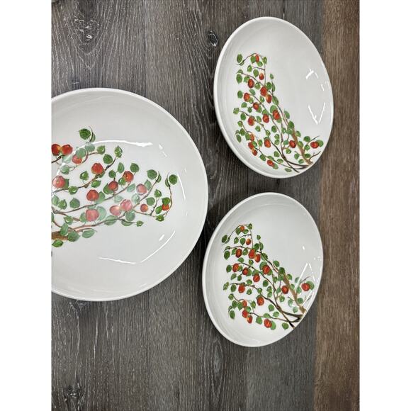 Ceramisia Italy stoneware Serving Bowl Apple tree 10” Pasta Bowl ~set Of 3 - Picture 4 of 12